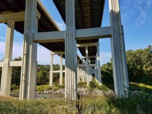 A highway overpass on the Towpath trail