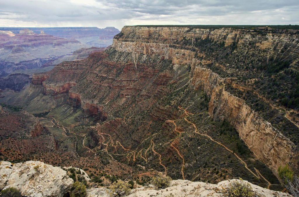 The Bright Angel Trail, seen from above. We hiked about 1/3 of the way down.