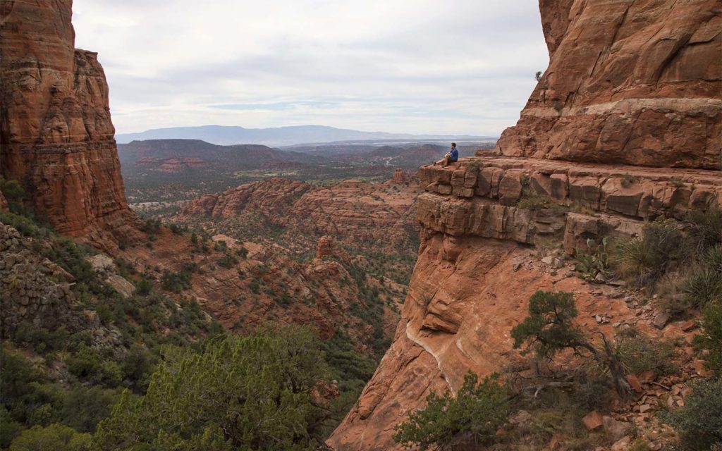 That tiny little person on the edge is Billy, taking in the vibes of Cathedral Rock.