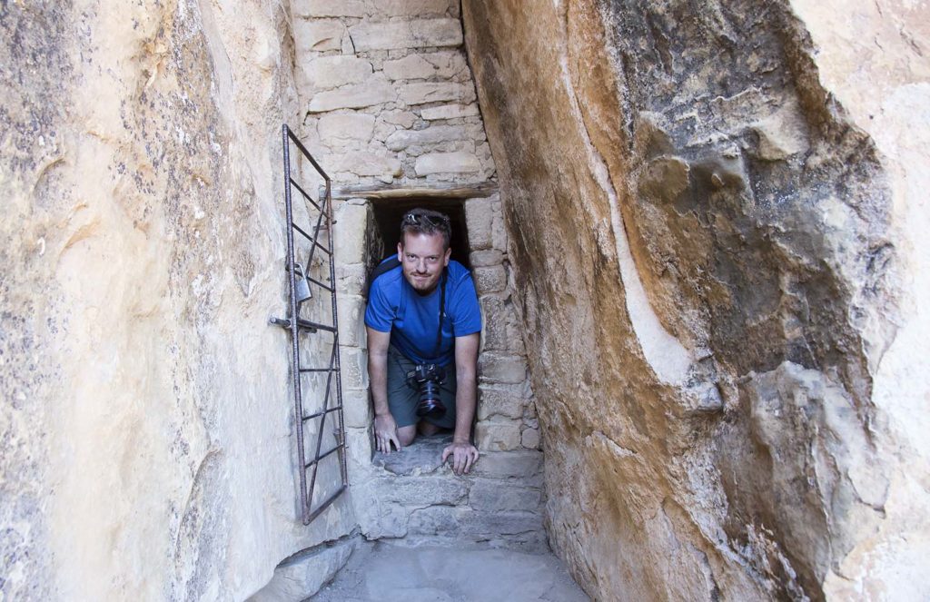 This is the extremely narrow tunnel we had to crawl through to exit the dwelling. Interestingly, this is what the ancient Pueblos used to enter and exit the dwelling.