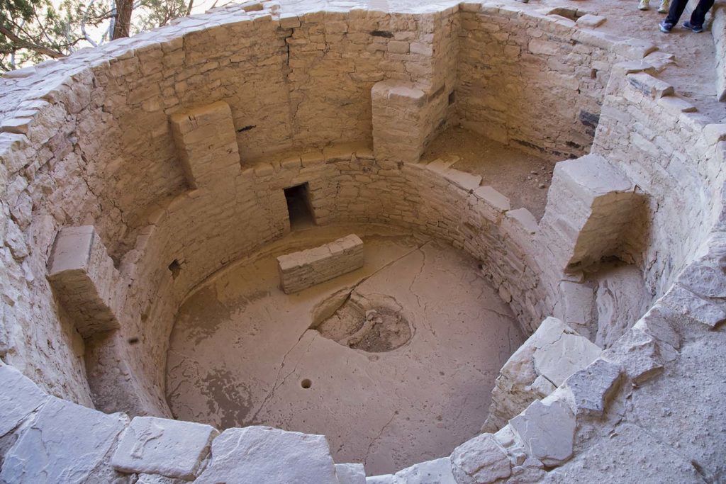 This is a better look at the kiva. The little hole in the floor is called a sipapu. It is a representation of the ancient Pueblo's emergence from the underworld.