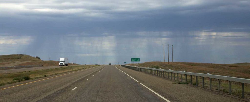 These bands of rain continued across the horizon in both directions.