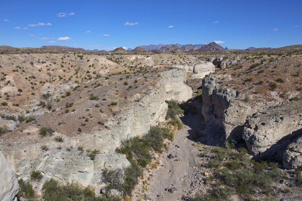 The canyon walls rise about 30-50 feet off the canyon floor.